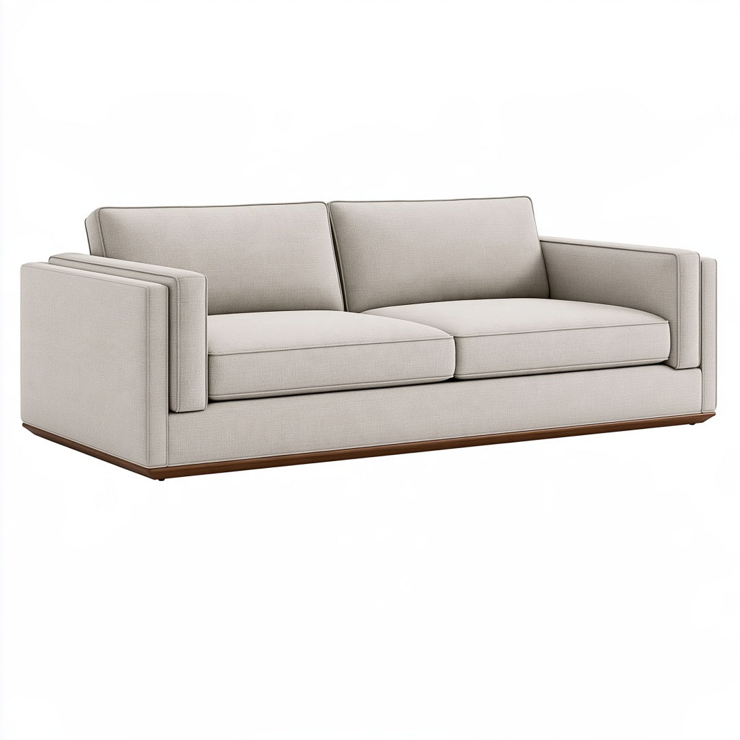 Divano due posti 180 x 90 x 82 cm in tessuto beige per soggiorno stile moderno