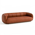 Divano 3 posti 230 cm in similpelle marrone - stile moderno con schienale scanalato
