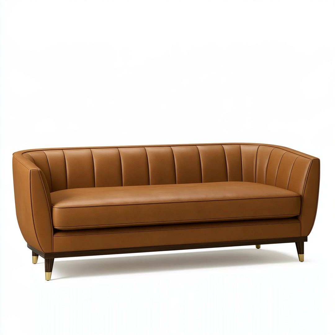 Divano 2 posti 180 x 78 x 80 cm effetto pelle marrone stile moderno