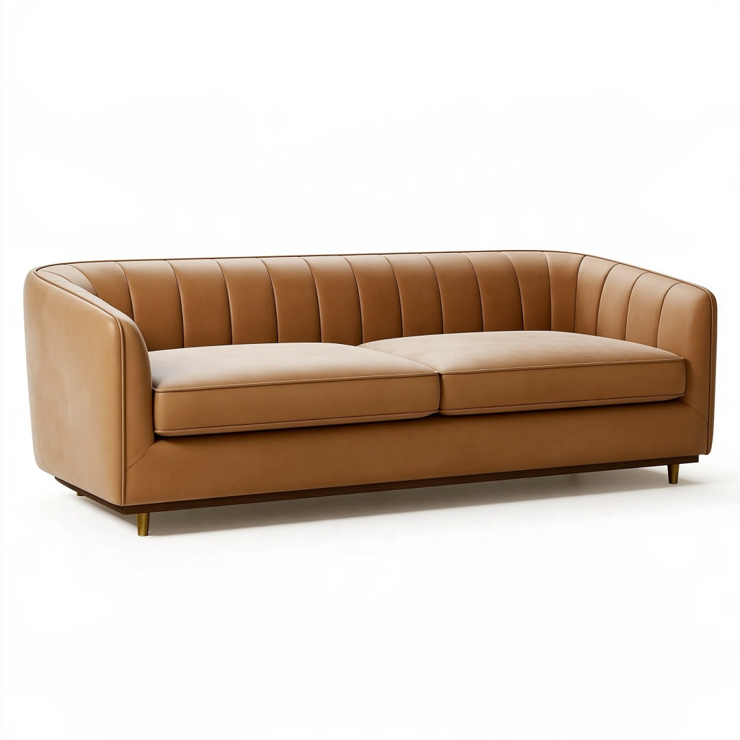 Divano 3 posti 210 x 90 x 78 cm in similpelle marrone stile moderno