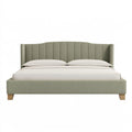 Letto matrimoniale 160 x 200 cm in tessuto verde salvia imbottito stile moderno