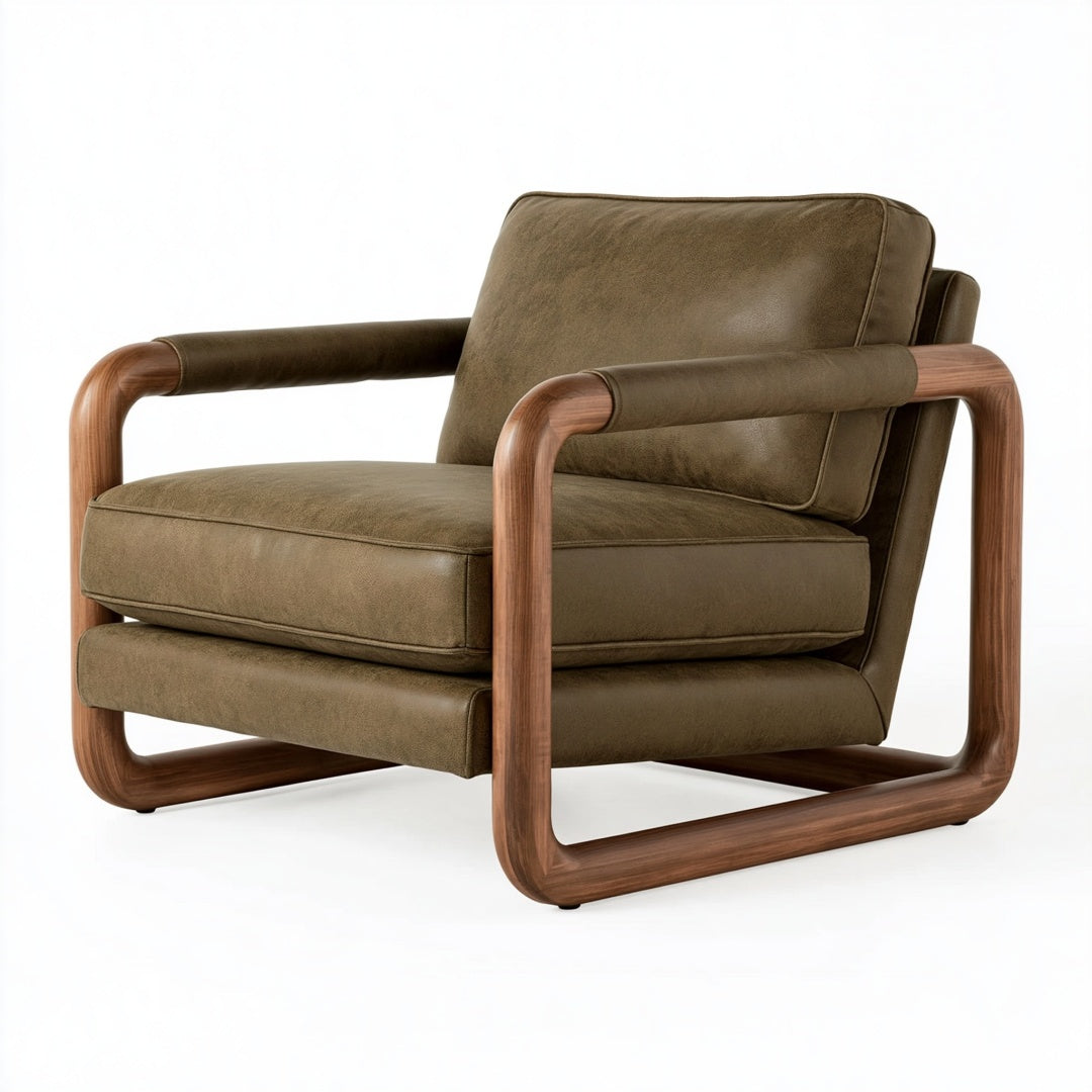Poltrona 85 x 85 x 78 cm marrone con rivestimento effetto pelle e struttura in legno moderna