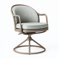 Poltrona girevole 75 x 75 x 88 cm in metallo tortora con rivestimento tessile stile contemporaneo