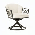 Poltrona da esterno 75 x 70 x 82 cm in metallo nero e tessuto avorio girevole