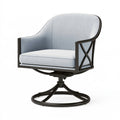 Poltrona girevole 78 x 82 x 92 cm in metallo e tessuto azzurro per soggiorno stile contemporaneo