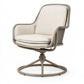Poltrona girevole 75 x 80 x 100 cm in metallo e fibra sintetica tortora con seduta imbottita da esterno