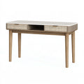 Scrivania 120 x 55 x 76 cm in legno beige con cassetti e pannelli intrecciati