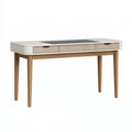 Scrivania 120 x 60 x 75 cm in legno beige e noce con tre cassetti stile moderno