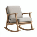 Sedia a dondolo 75 x 95 x 100 cm in legno e tessuto grigio chiaro con braccioli