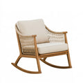 Sedia a dondolo 72 x 90 x 92 cm in legno marrone e corda beige con seduta imbottita