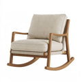 Sedia a dondolo 70 x 90 x 95 cm in legno naturale e tessuto beige - poltrona relax con braccioli