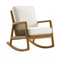 Sedia a dondolo 70 x 90 x 95 cm in legno marrone e tessuto beige stile moderno