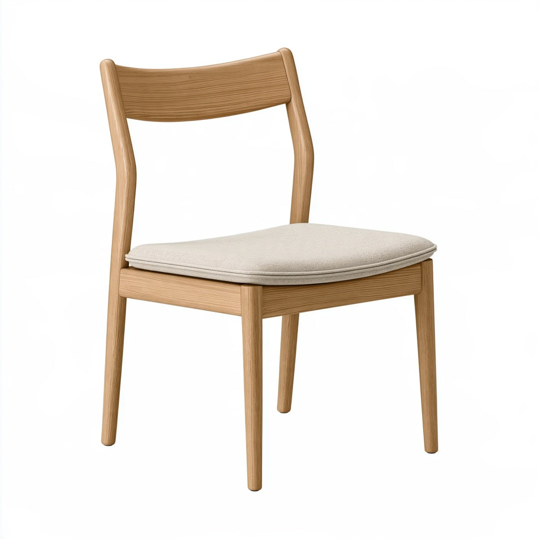Sedia da pranzo 48 x 52 x 82 cm in legno naturale con seduta imbottita beige - stile nordico
