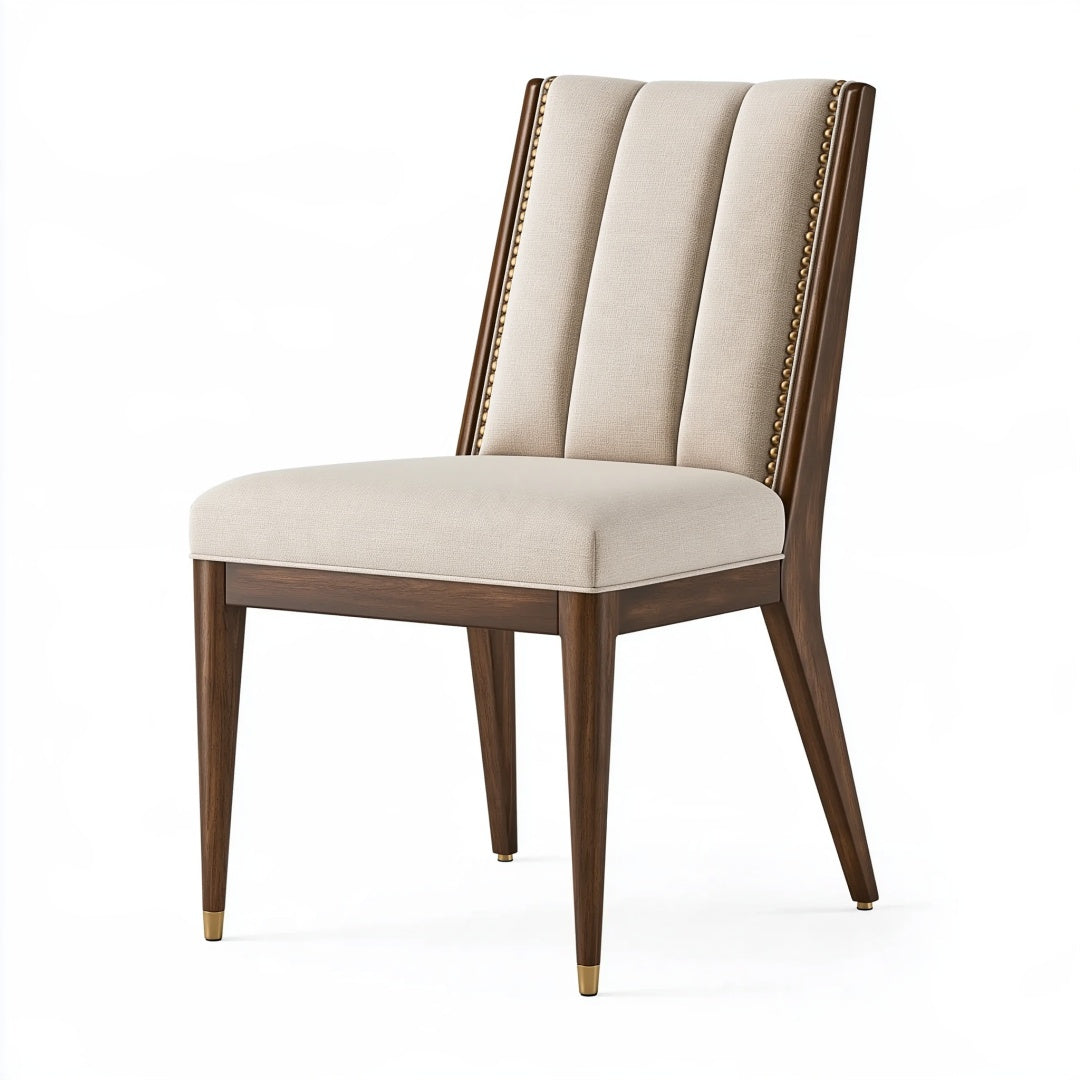 Sedia da pranzo 50 x 60 x 100 cm in legno e tessuto beige stile classico