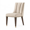 Sedia da pranzo 52x62x98 cm in tessuto beige con gambe in legno stile classico