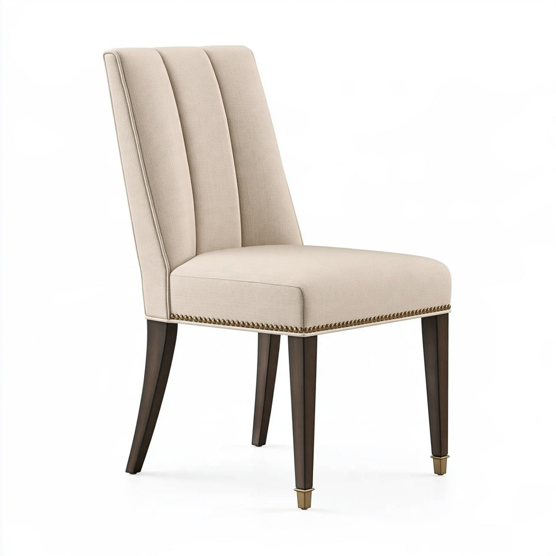 Sedia da pranzo 50 x 60 x 95 cm in tessuto beige con gambe in legno stile classico