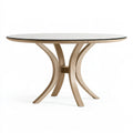 Tavolo da pranzo ovale 180 x 100 x 75 cm in vetro bianco e legno naturale - base sagomata moderna