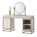 Toeletta con specchio 120 x 45 x 150 cm bianco e oro in legno e metallo - stile moderno con cassetti