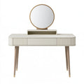 Toeletta con specchio 120 x 45 x 140 cm in legno bianco e naturale stile moderno