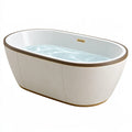 Vasca da bagno freestanding 170 x 80 x 58 cm in acrilico bianco con finiture oro stile moderno