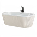 Vasca da bagno freestanding 170 x 75 cm in acrilico bianco con rivestimento scanalato