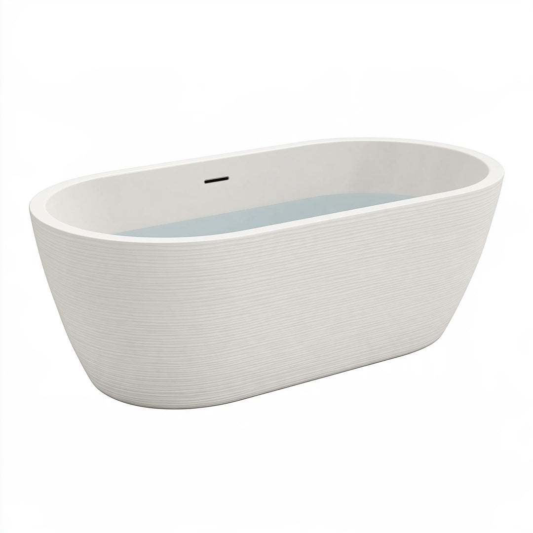 Vasca da bagno freestanding 170 x 75 x 58 cm in acrilico bianco con superficie rigata